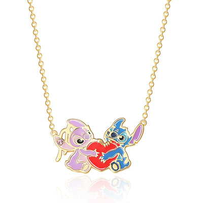 STITCH AND ANGEL ENAMEL HEART NECKLACE