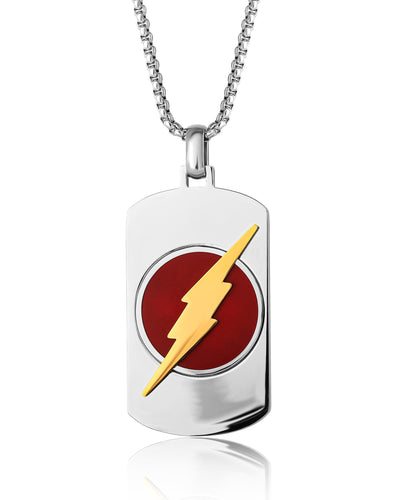 DC Comics The Flash Superhero Jewelry for Men, Stainless Steel Dog Tag Pendant