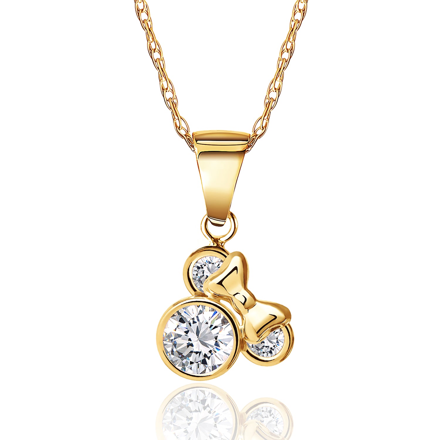 Disney Minnie Mouse 14K Gold Cubic Zirconia Pendant Necklace - Sallyrose