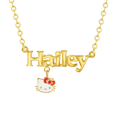 Hello Kitty Sterling Choice of Color: Gold or Silver Name Necklace