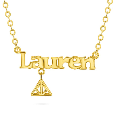 Harry Potter Deathly Hallows Gold Name Necklace