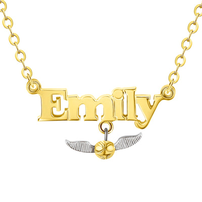 Harry Potter Golden Snitch Sterling Choice of Color: Gold or Silver ID Name Necklace