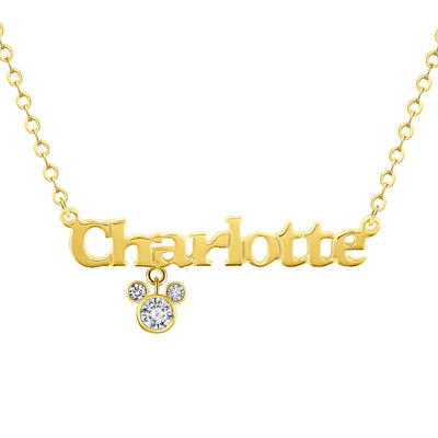 Disney Mickey Mouse Sterling Choice of Color: Gold or Silver Name Necklace