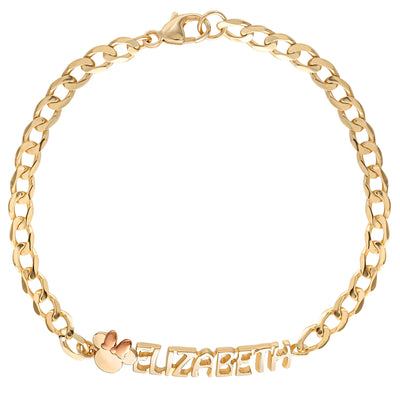 Disney Minnie Mouse Girls Custom Choice of Color: Gold or Silver Name Bracelet