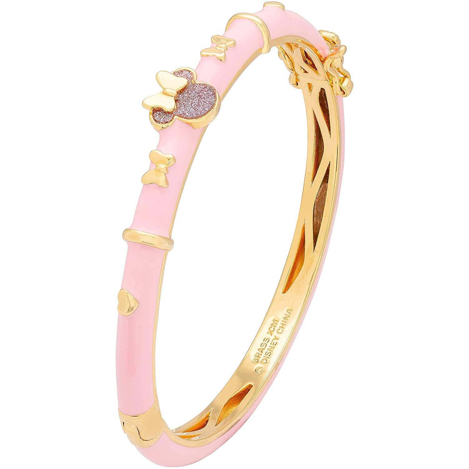 Disney Minnie Mouse Gold Plated Pink Bangle Bracelet - Sallyrose