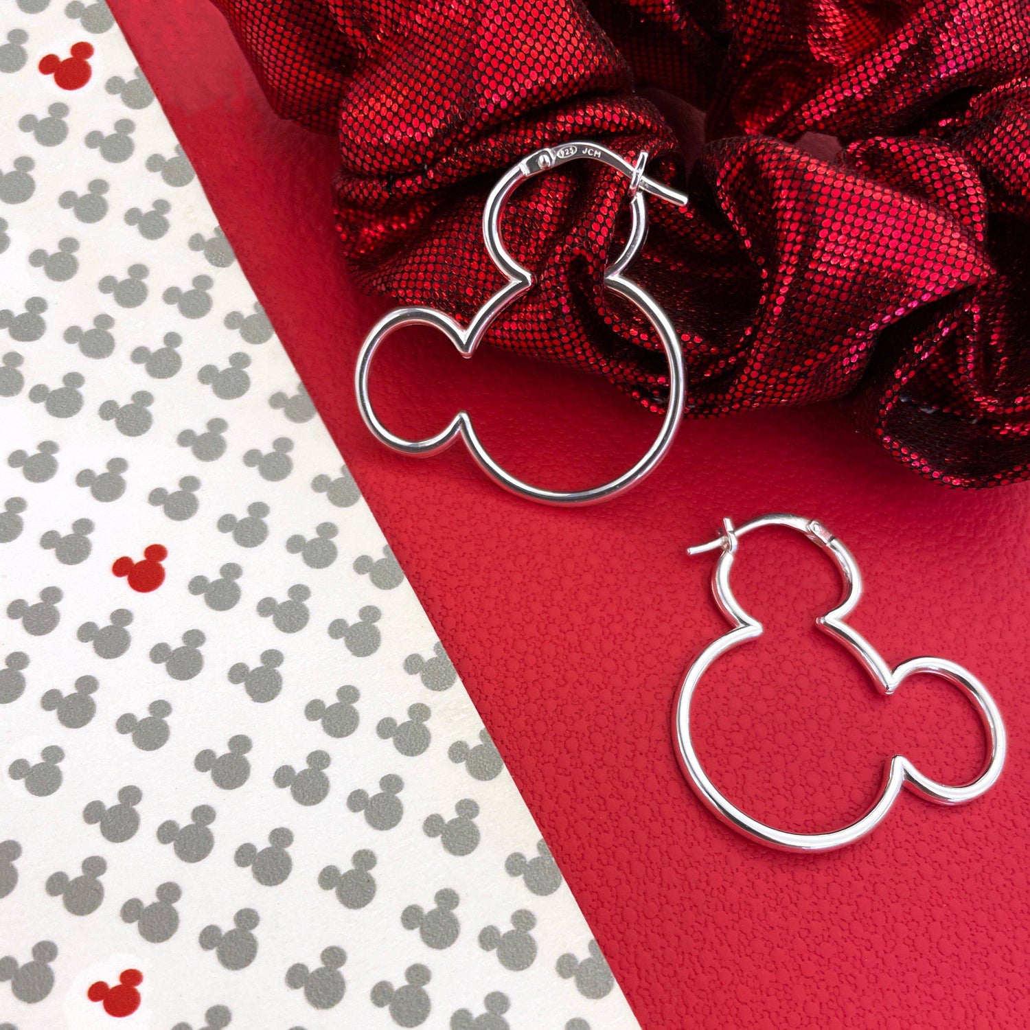Disney Mickey Mouse Sterling Silver Silhouette Hoop Earrings - Sallyrose