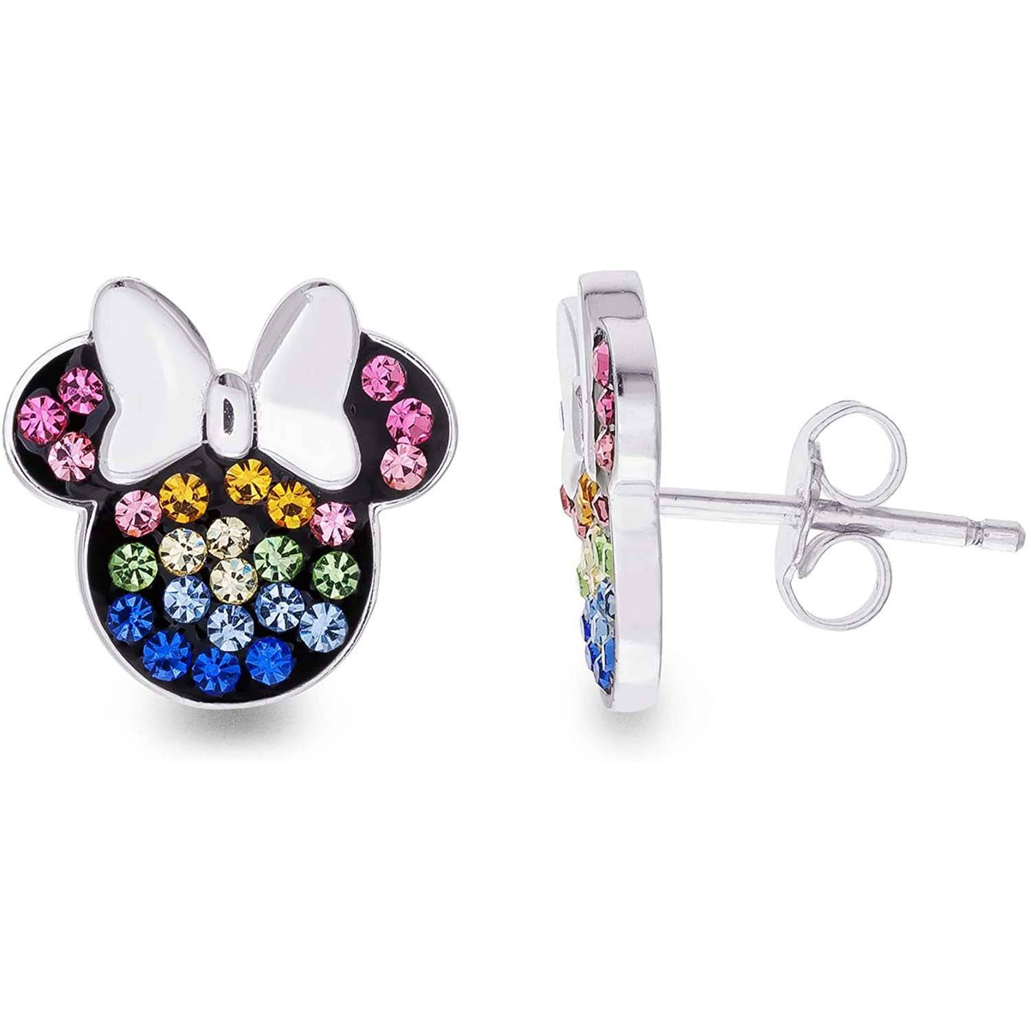 Disney Minnie Mouse Sterling Silver Rainbow Crystal Stud Earrings - Sallyrose