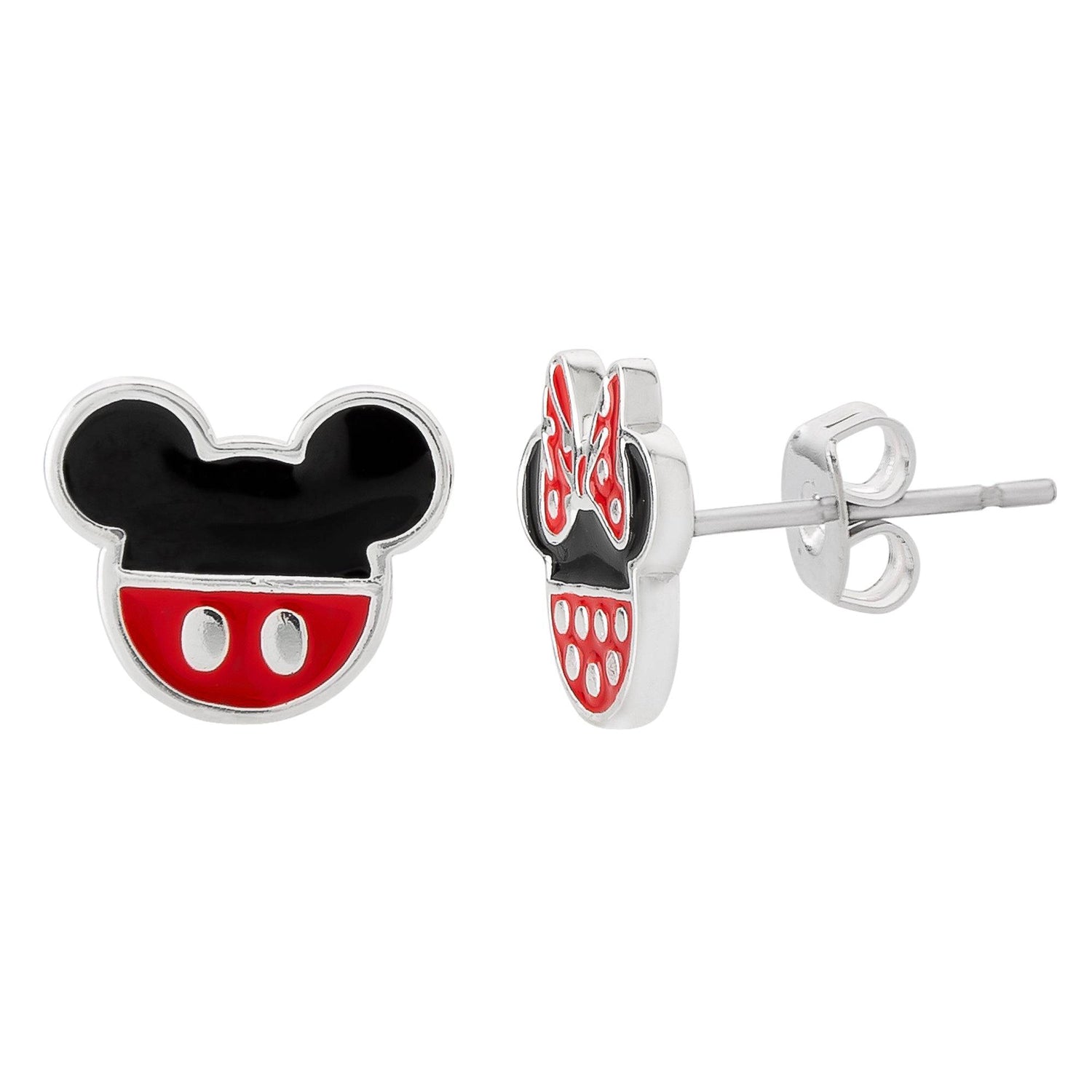 Mickey & Minnie Mouse Sterling Silver Mismatched Polka Dot Earrings - Sallyrose