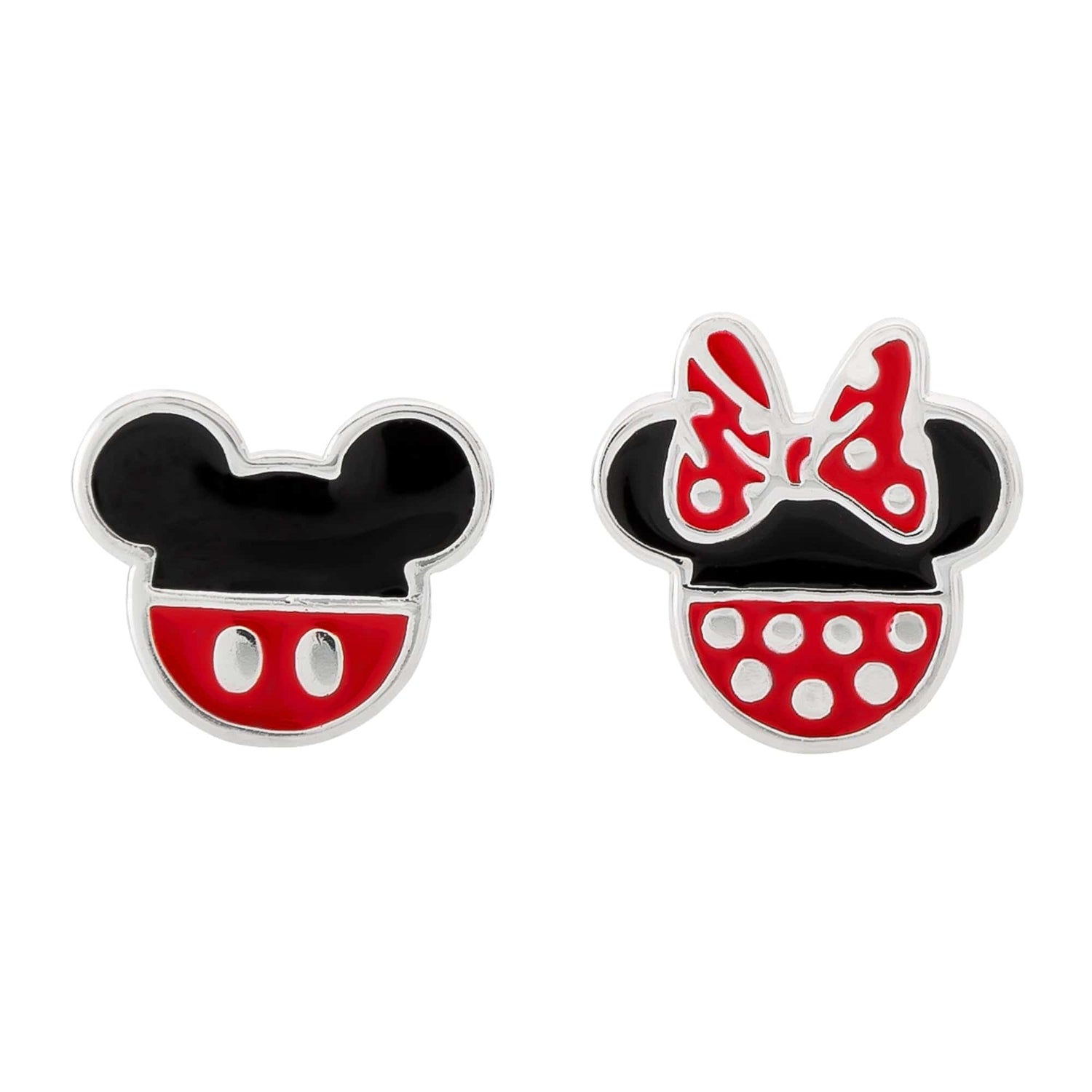 Mickey & Minnie Mouse Sterling Silver Mismatched Polka Dot Earrings - Sallyrose