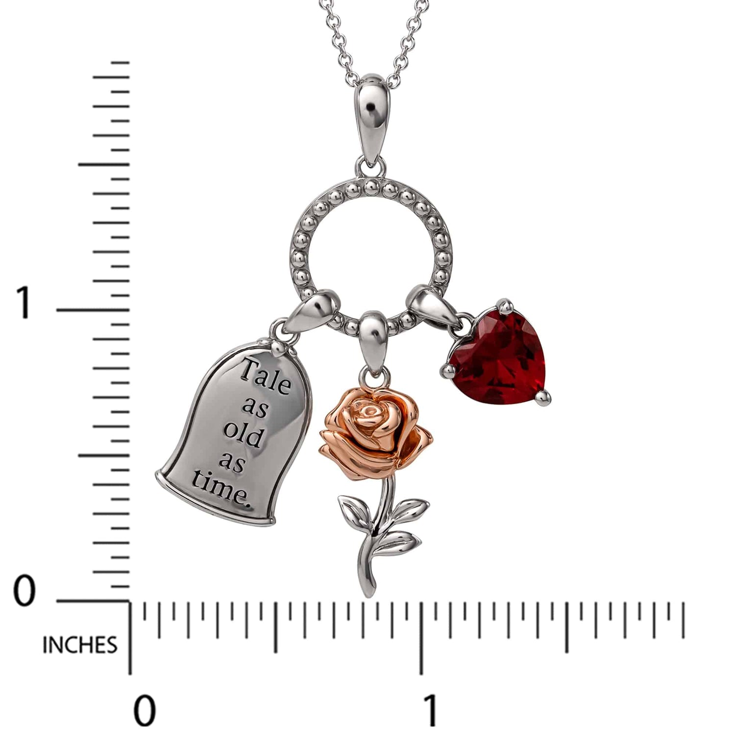 Disney Princess Beauty and the Beast Sterling Silver Charm Necklace - Sallyrose