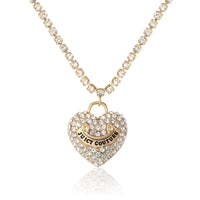 Juicy Couture Pavé Heart Cyrstal Chain Pendant Necklace
