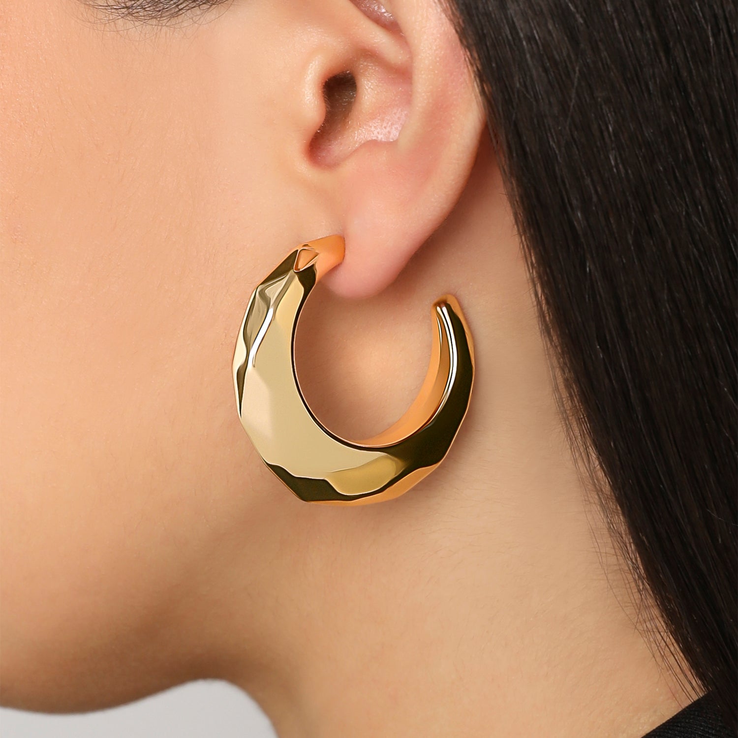BCBG Textured Croissant Hoop Earrings