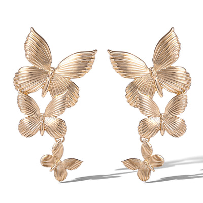 Jessica Simpson Cascading Butterfly Drop Earrings in Gold-Tone