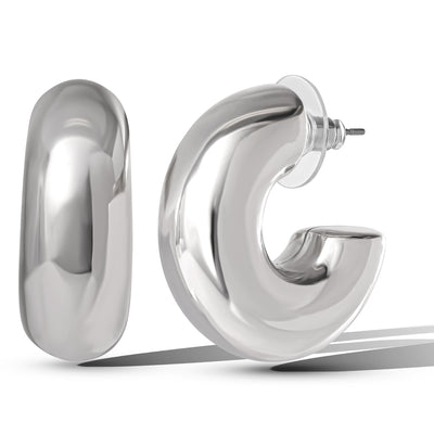 Jessica Simpson Silver Chunky Hoop Earrings