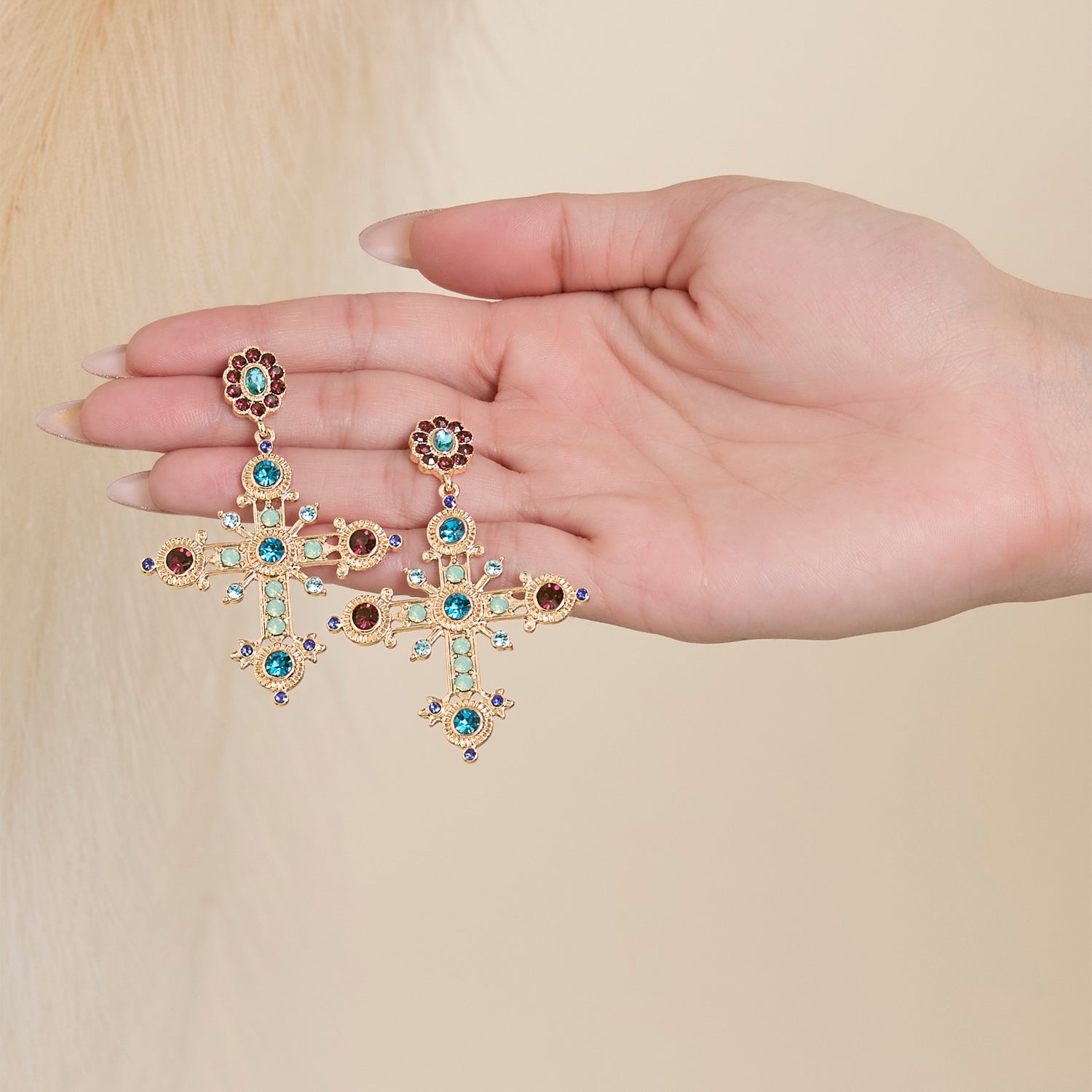Jessica Simpson Boho Luxe Cross Drop Earrings