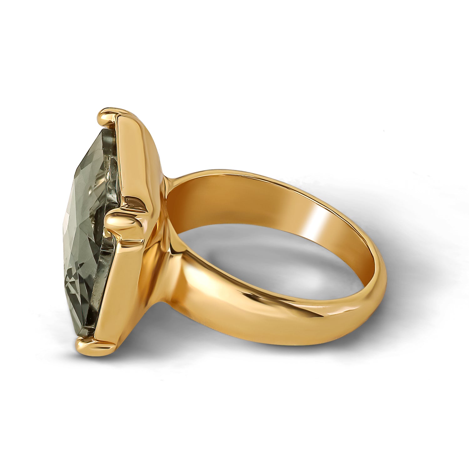 Jessica Simpson Gold-Tone Smoky Black Rectangle Stone Ring