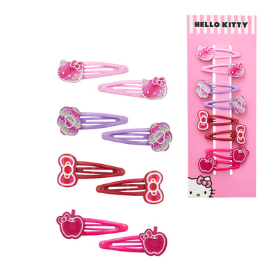 Hello Kitty Hair Clips 8-Piece Set Official License, Snap Back Clips for Hair, Sanrio Gift
