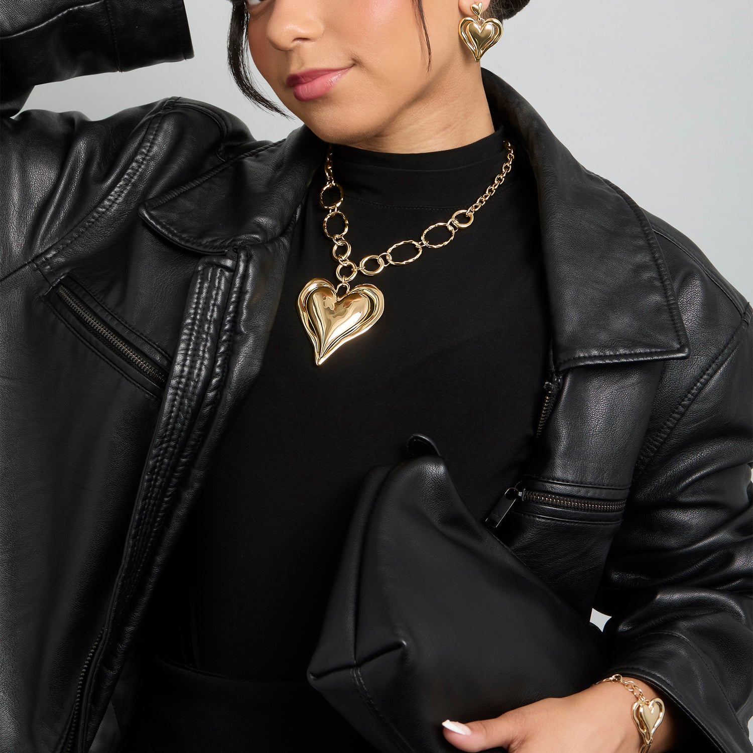 BCBGeneration Linked Chain Heart Pendant Necklace