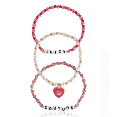 Juicy Couture Kids Choose Juicy Heart Charm 3 Piece Beaded Jewelry
