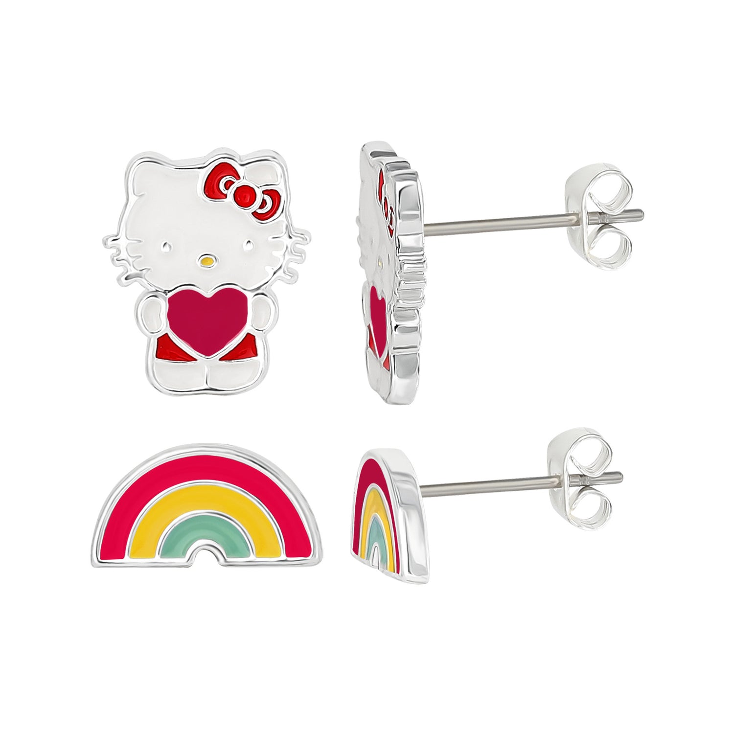 Hello Kitty Stud Earrings Set for Women, 2 Pairs, Sanrio Studs