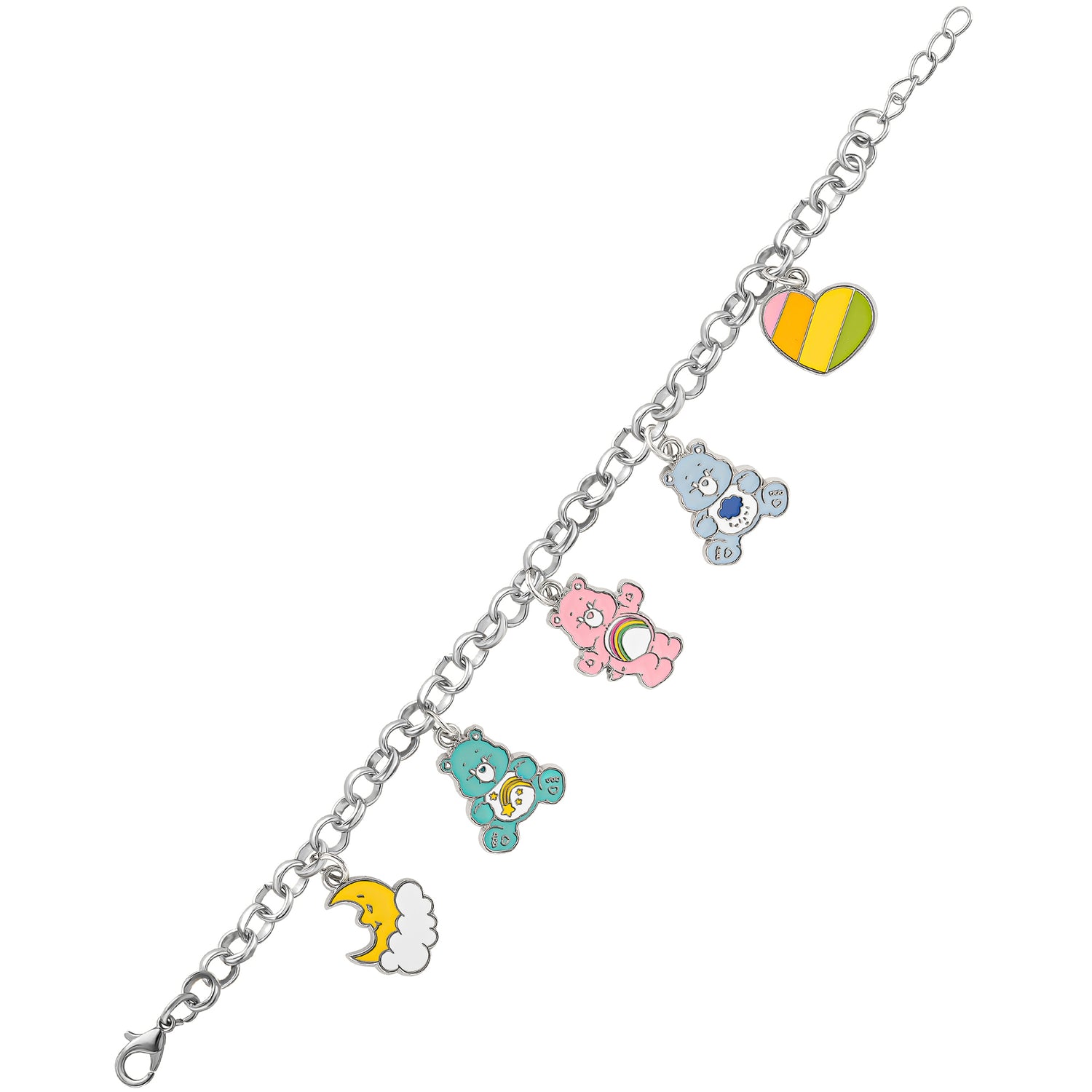 SALLY ROSE Care Bears Charm Bracelet Official License, 6.7" Fashion Jewelry Care Bears Charm Bracelets
