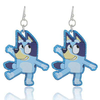 Bluey Drop Earrings with Character Silhouettes - Lightweight and Fun Kids Jewelry