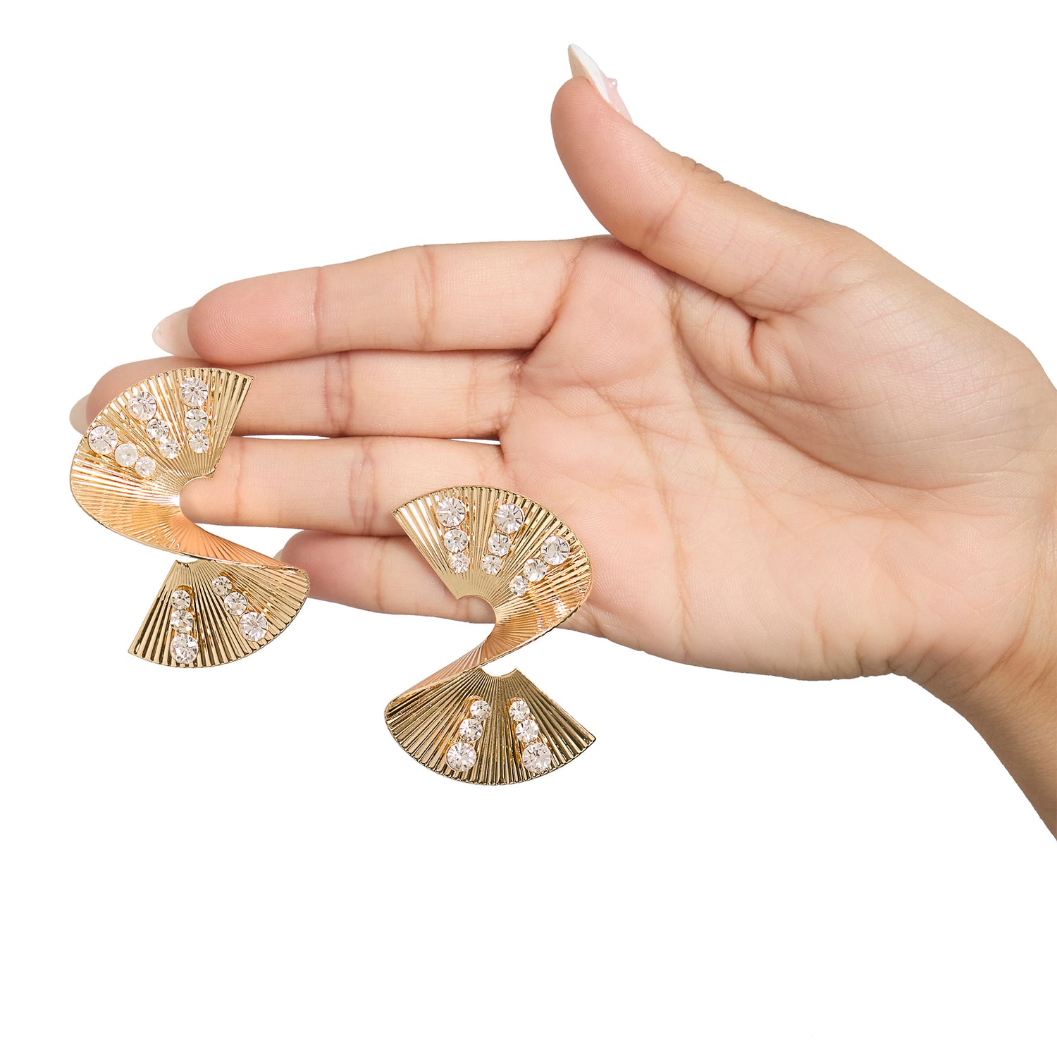 BCBGeneration Sculpted Fan Crystal Earrings