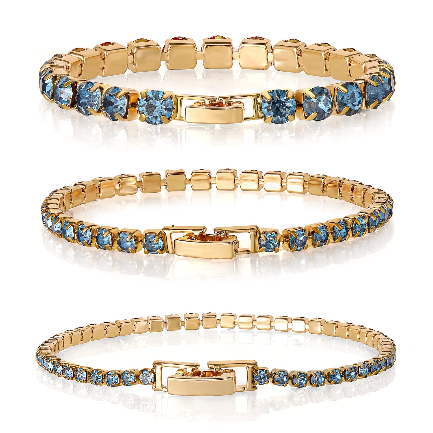 Jessica Simpson Colorful Crystal Tennis Bracelet Set - Sparkling Stackable Bracelets