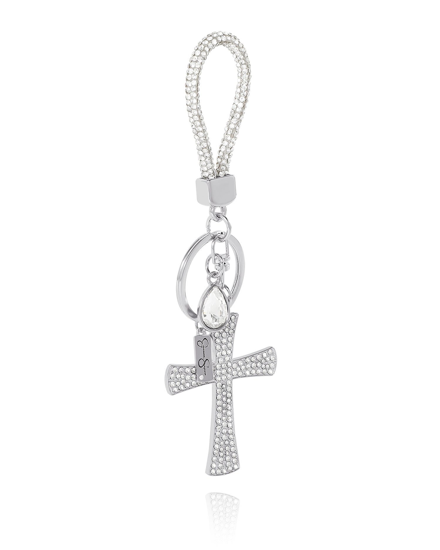 Jessica Simpson Pave Crystal Cross Keychain