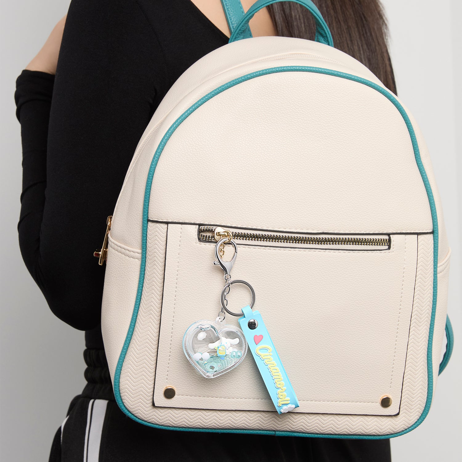Hello Kitty Cinnamoroll Heart Shaped Liquid Keychain
