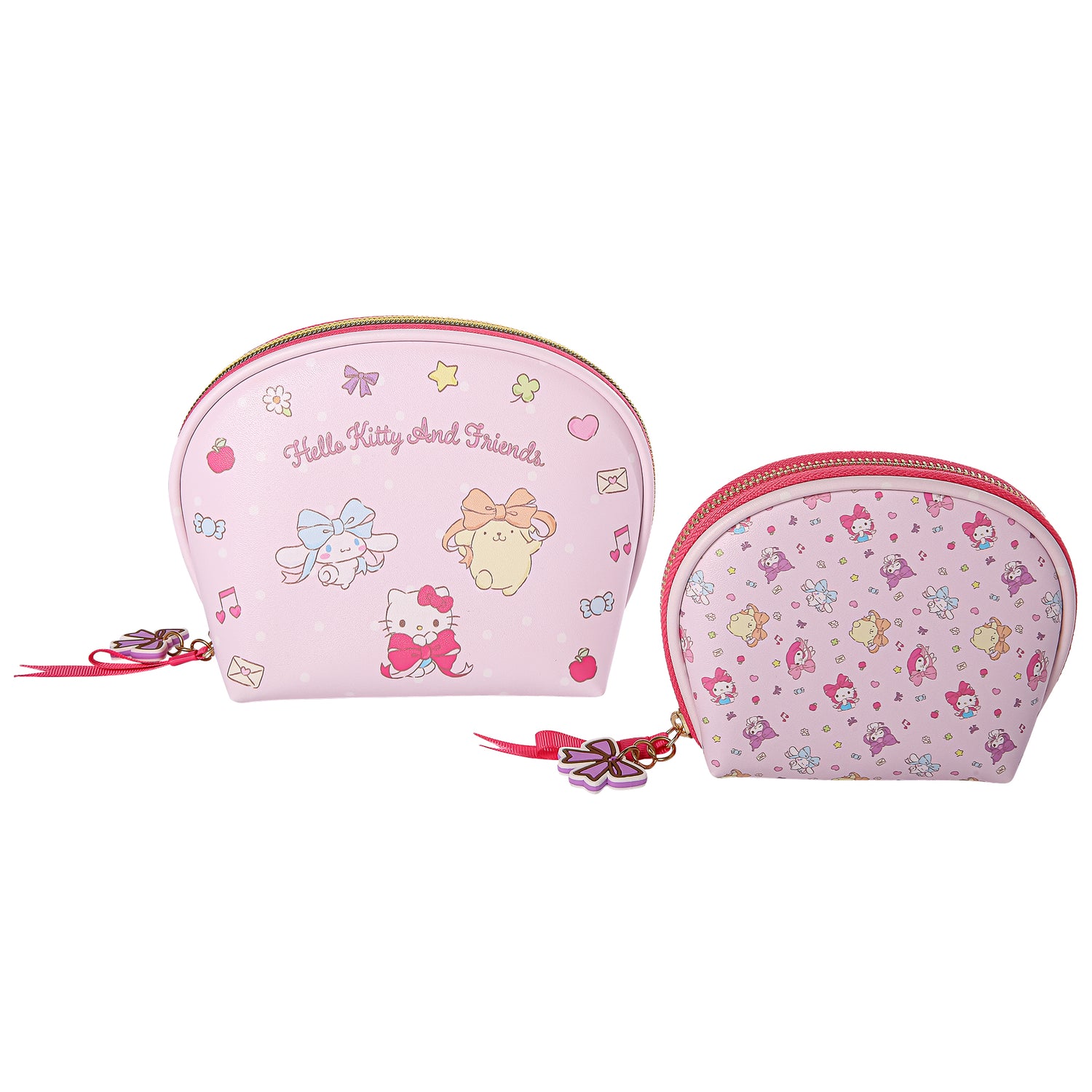 Hello Kitty and Friends Dome Makeup Bag Set Official License, Large and Small Cute Cosmetic Travel Bags, Sanrio Gifts