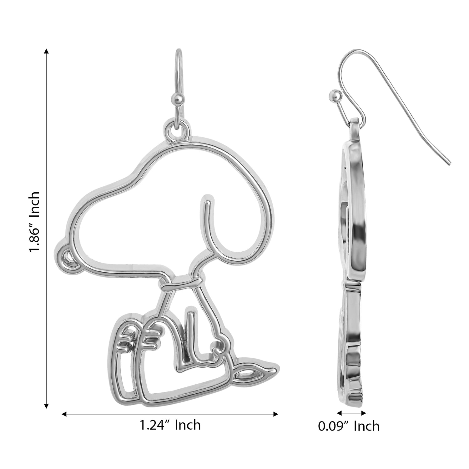 Peanuts Snoopy Outline Dangle Earrings for Women Official License