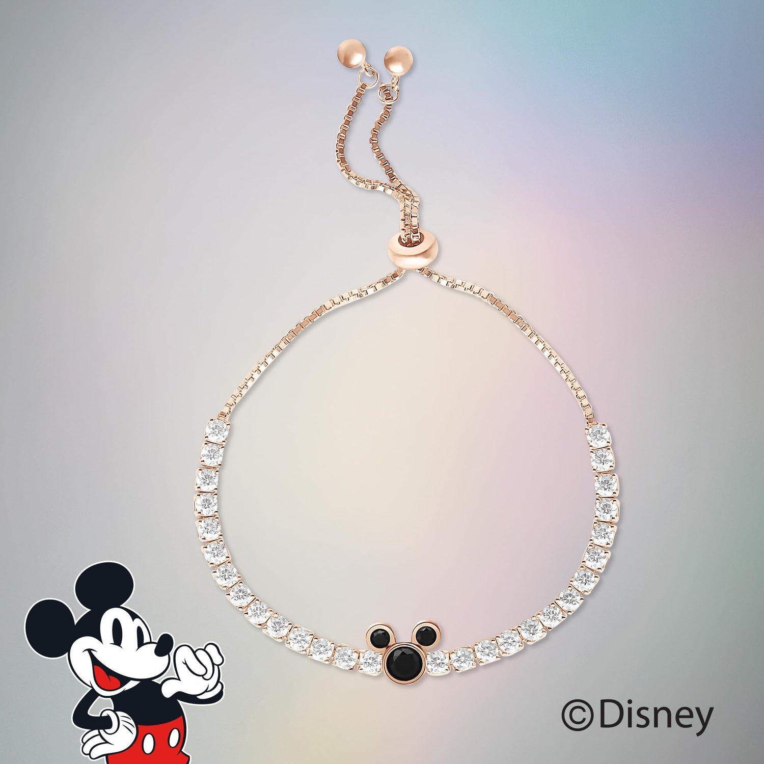 Disney Mickey Mouse Tennis Bracelet Official License,Flash-Plated and Cubic Zirconia Bracelet