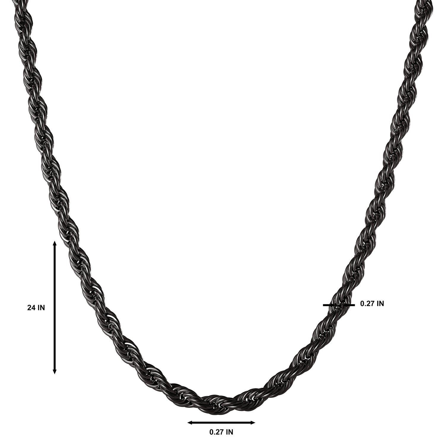 Lucky Brand Black Twisted Rope Chain Necklace - 24'' Chain