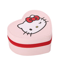SALLY ROSE Sanrio Hello Kitty Travel Jewelry Case Official License, Heart-Shaped Jewelry Storage Box with Zipper, Mini Jewelry Box