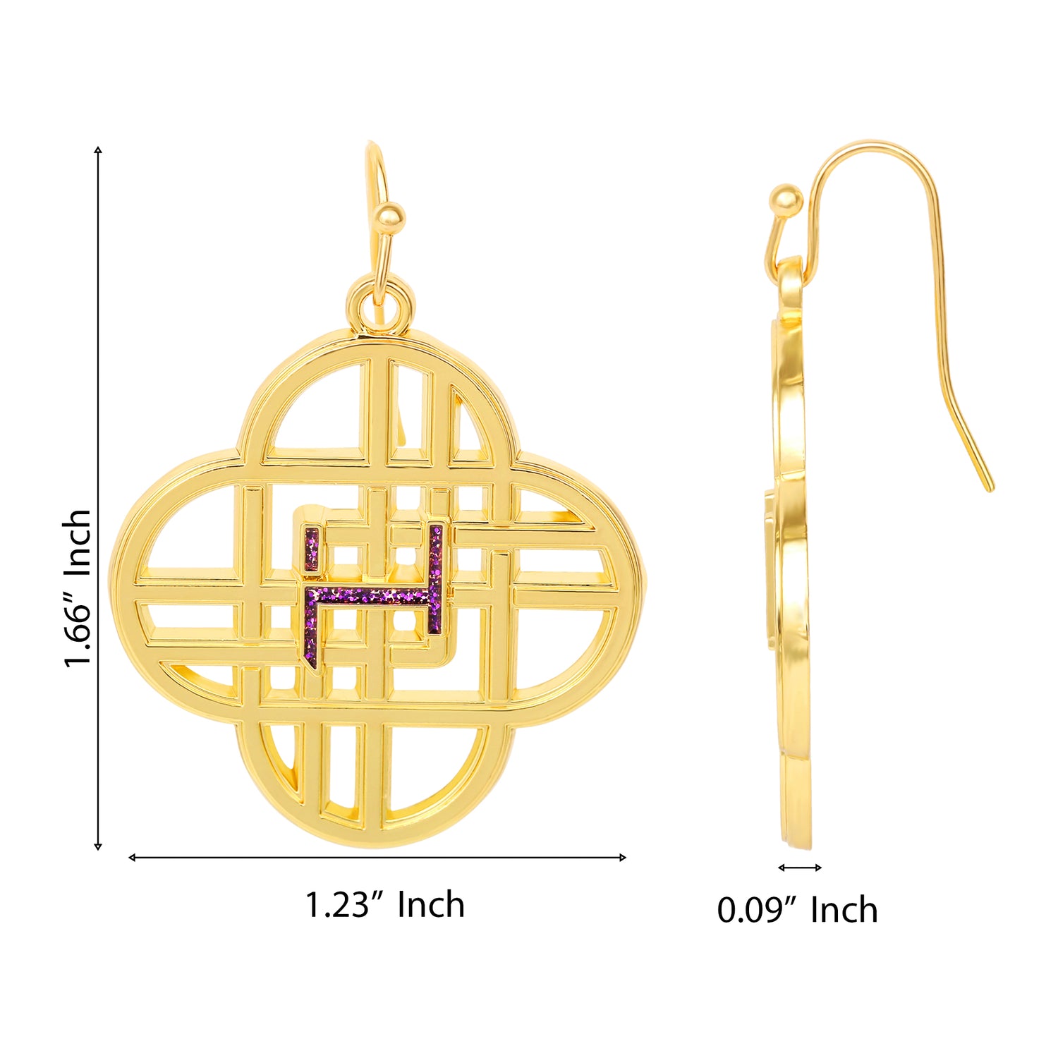 K-Pop Demon Hunters Huntrix Logo Dangle Earrings Official License, Gold-Tone, K-Pop Gifts
