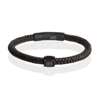 Lucky Brand Brown and Black Braided Leather Bracelet for Men, 8,5"