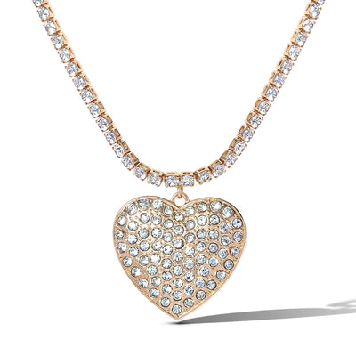 Jessica Simpson Gold-Tone Heart Pendant Link Chain Necklace