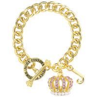 Juicy Couture Crown Charm Toggle Bracelets for Women, Gold Tone, 7.5"