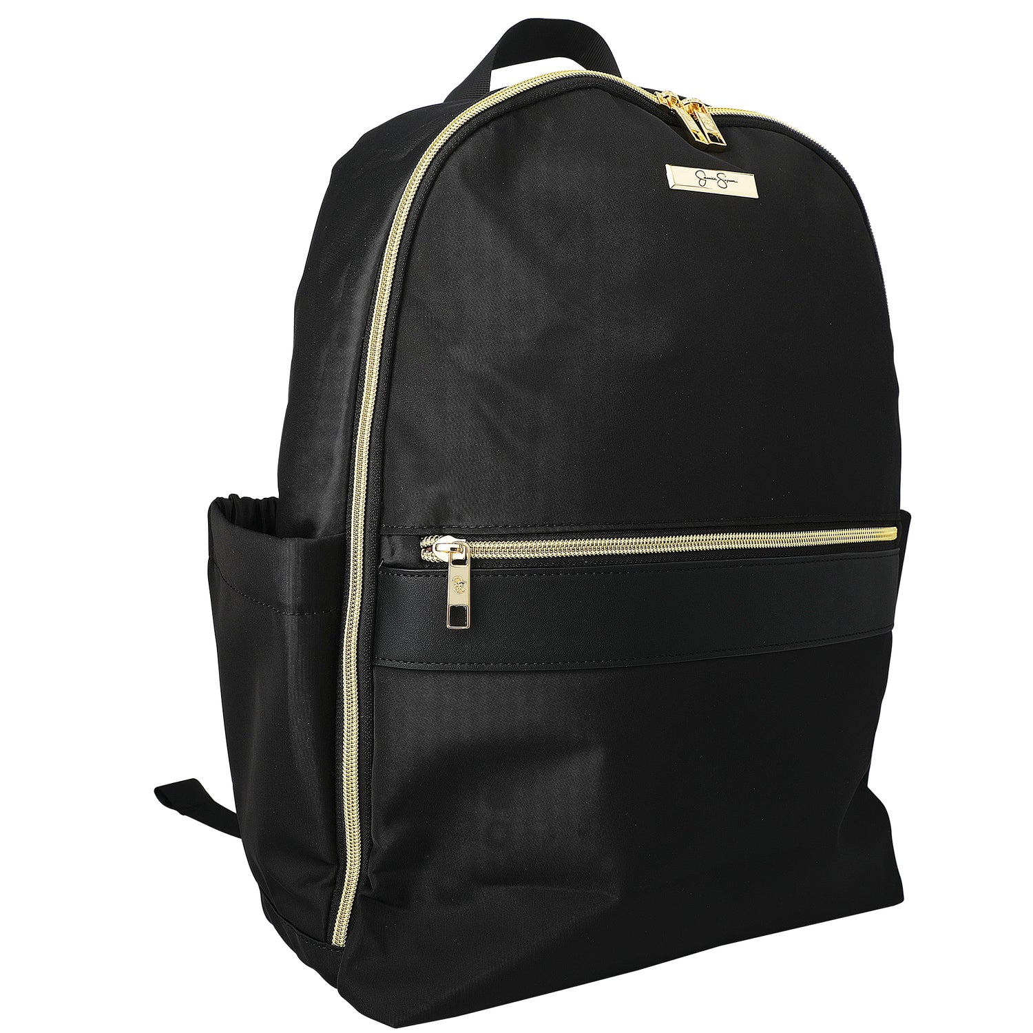 Jessica Simpson Black Laptop Backpack for Women, Work and Travel Backpack with Gold Hardware, 15" Laptop Sleeve
