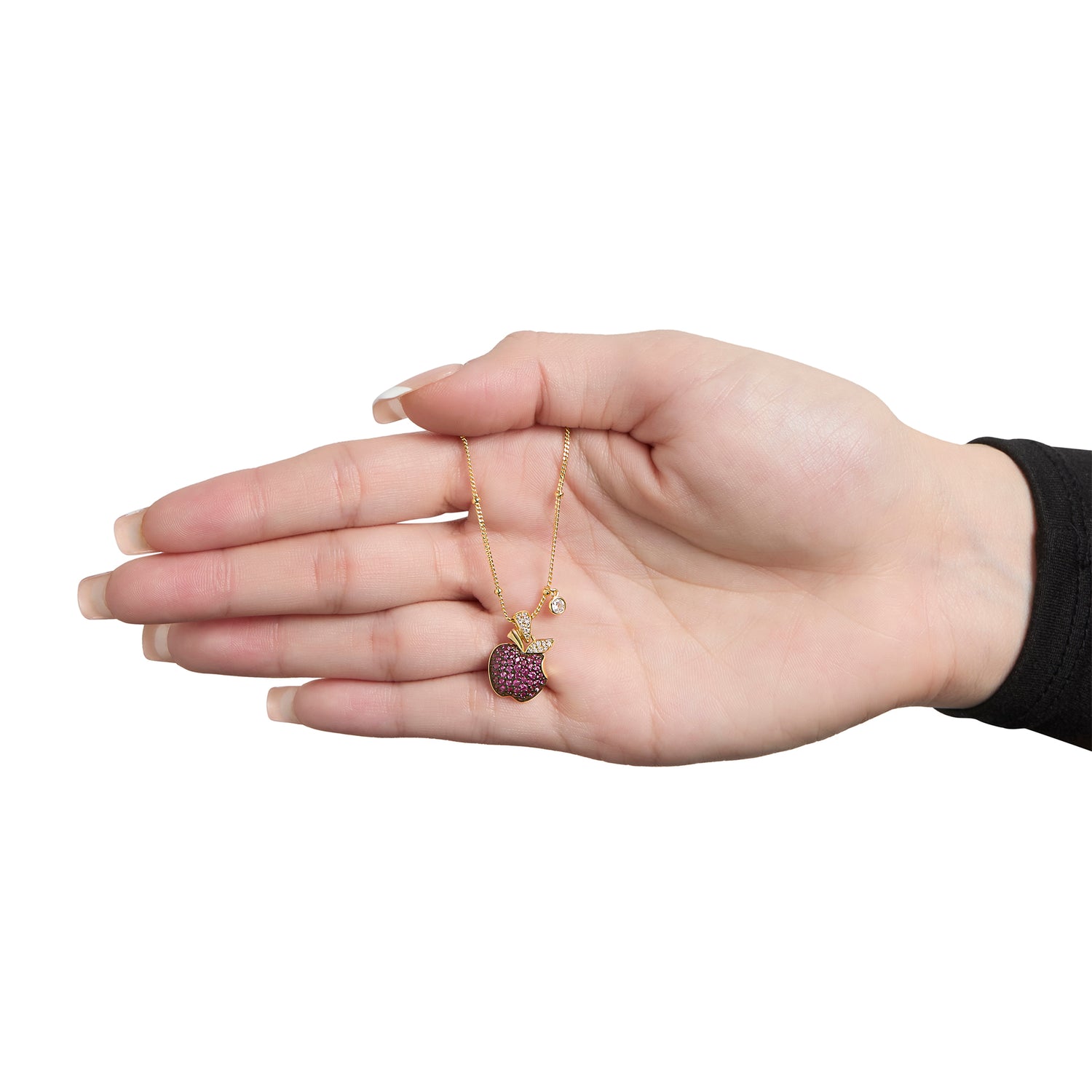 Disney Snow White Pink Pavé Apple Pendant Necklace in Gold-Tone