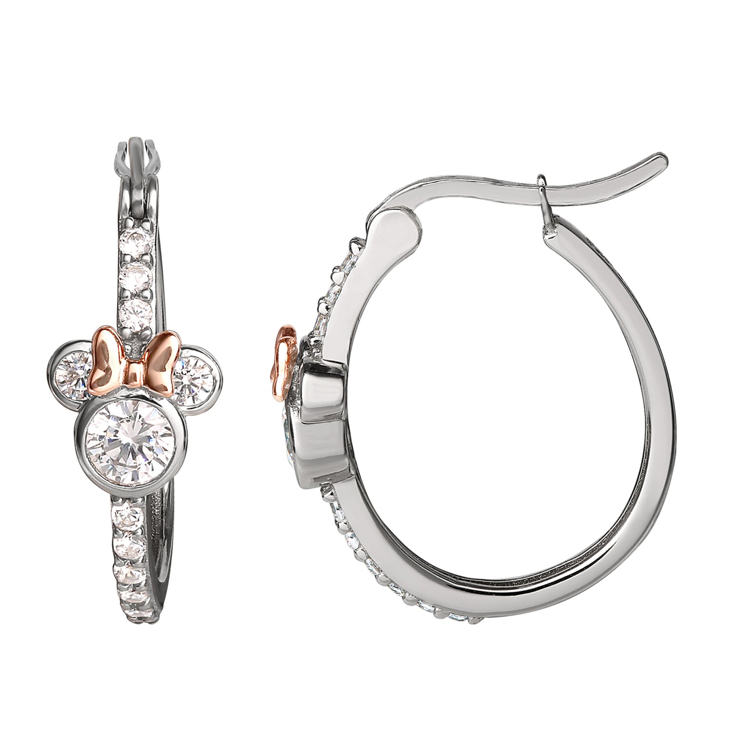Disney Minnie Mouse Earrings, Two-Tone Sterling Silver Hoop Earrings