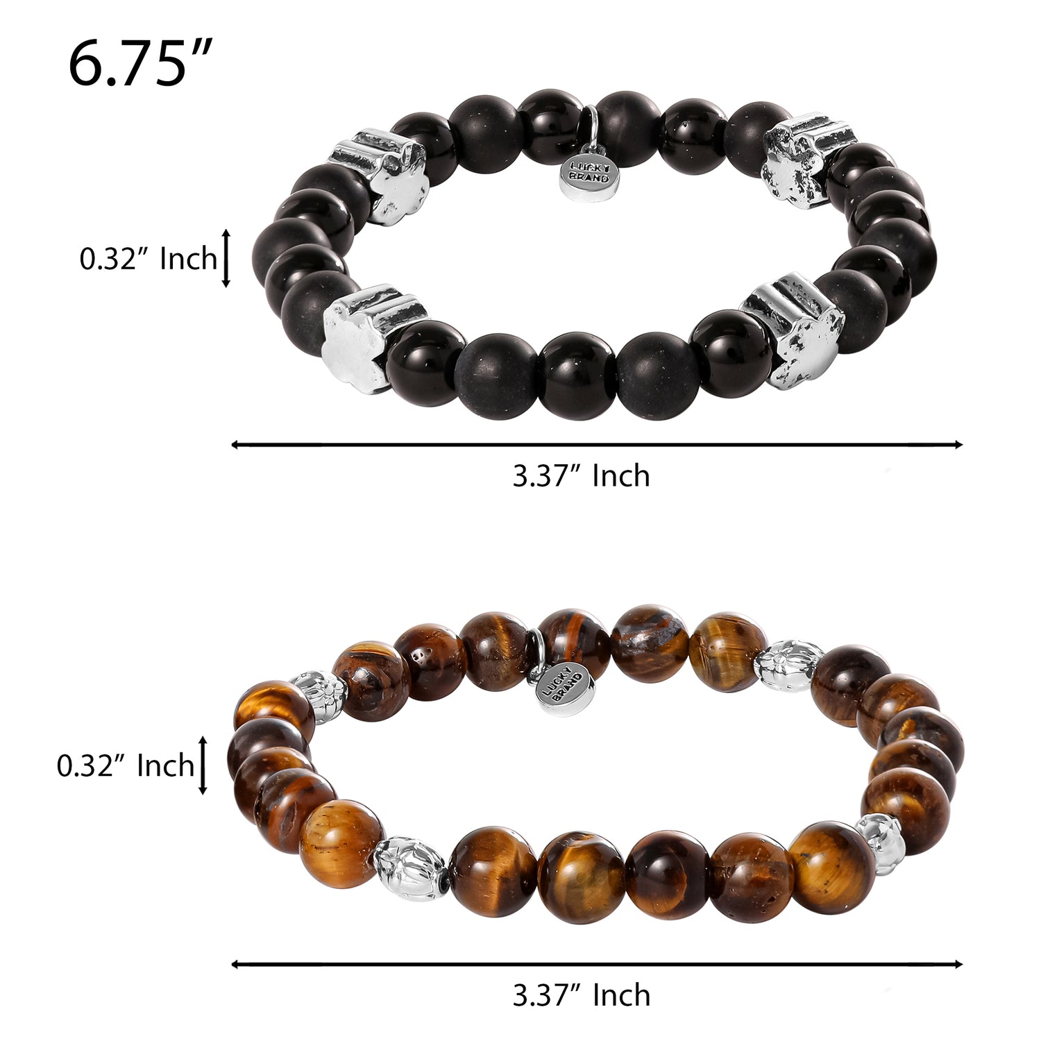 Lucky Brand Stretch Stone Bracelet Set – Black Onyx & Tiger’s Eye