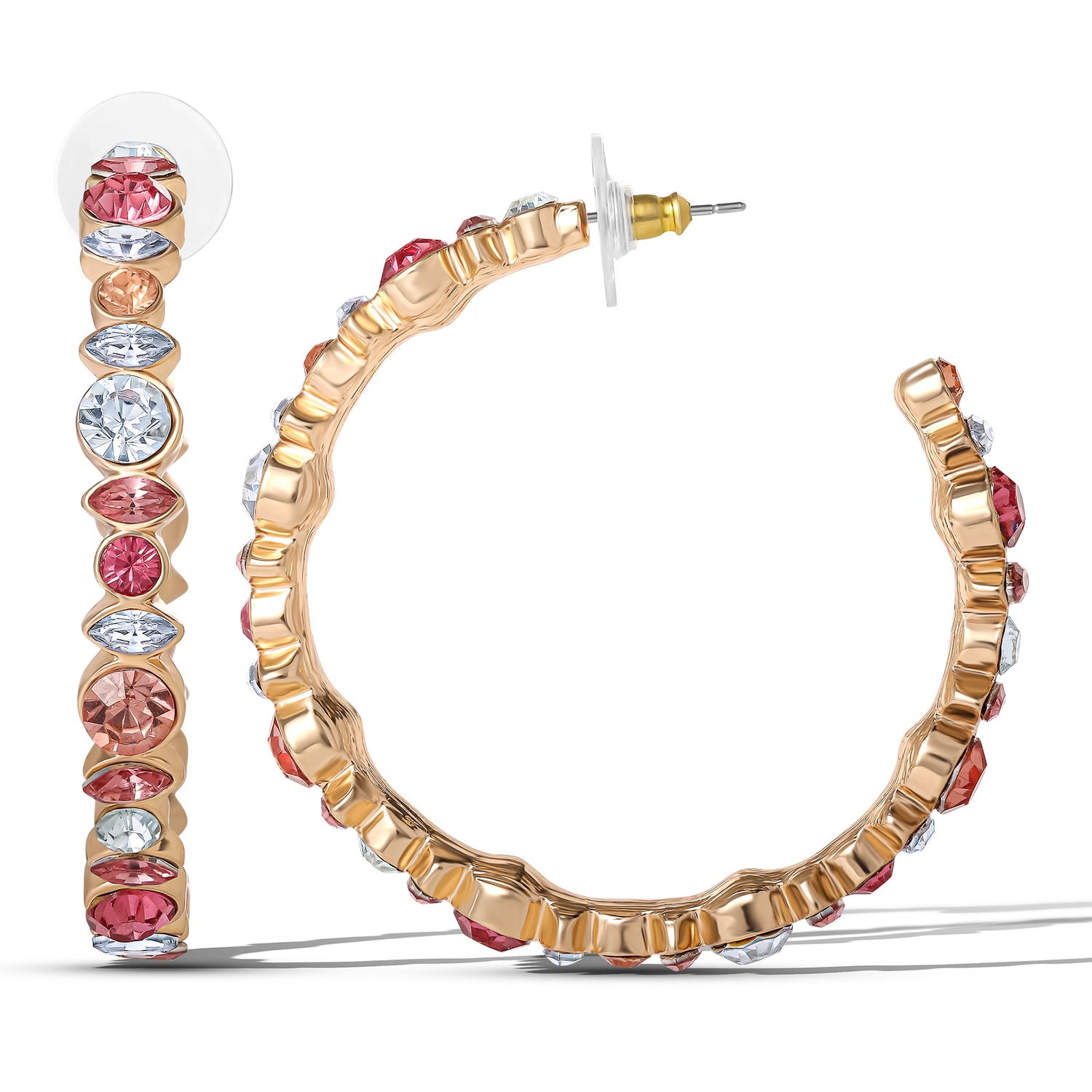 Jessica Simpson Multicolor Crystal Embellished Hoop Earrings