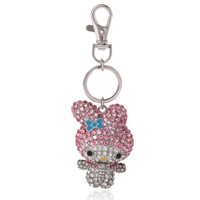 SALLY ROSE Hello Kitty My Melody Keychain Official License, Multicolored Pave Crystal Sanrio Keychain with Lobster Clip