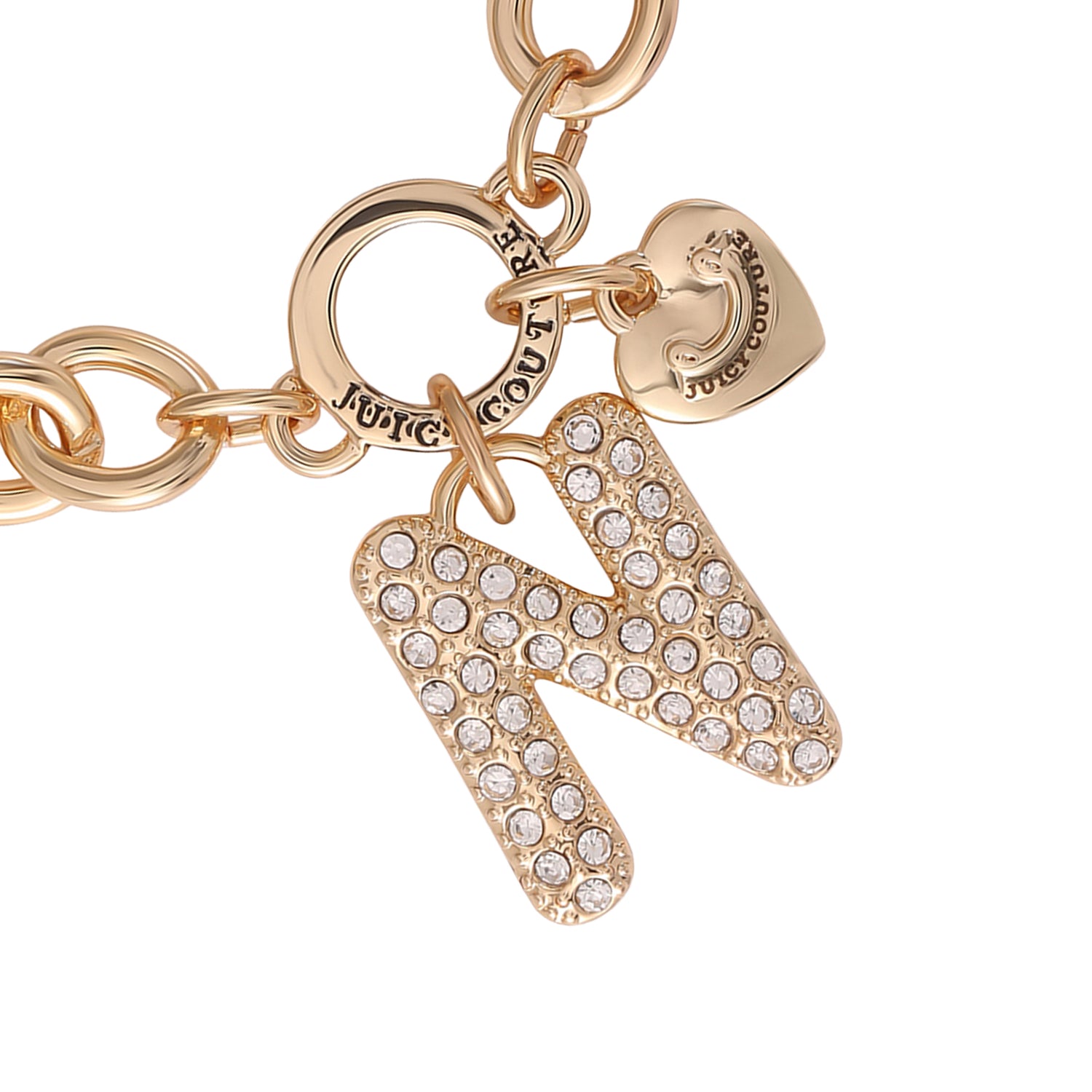 Juicy Couture Pavé Initial Charm Bracelet - 7.5'' Gold Tone Link - N