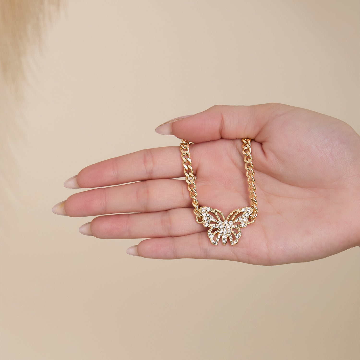 JS Jessica Simpson Butterfly Pendant Chain Necklace