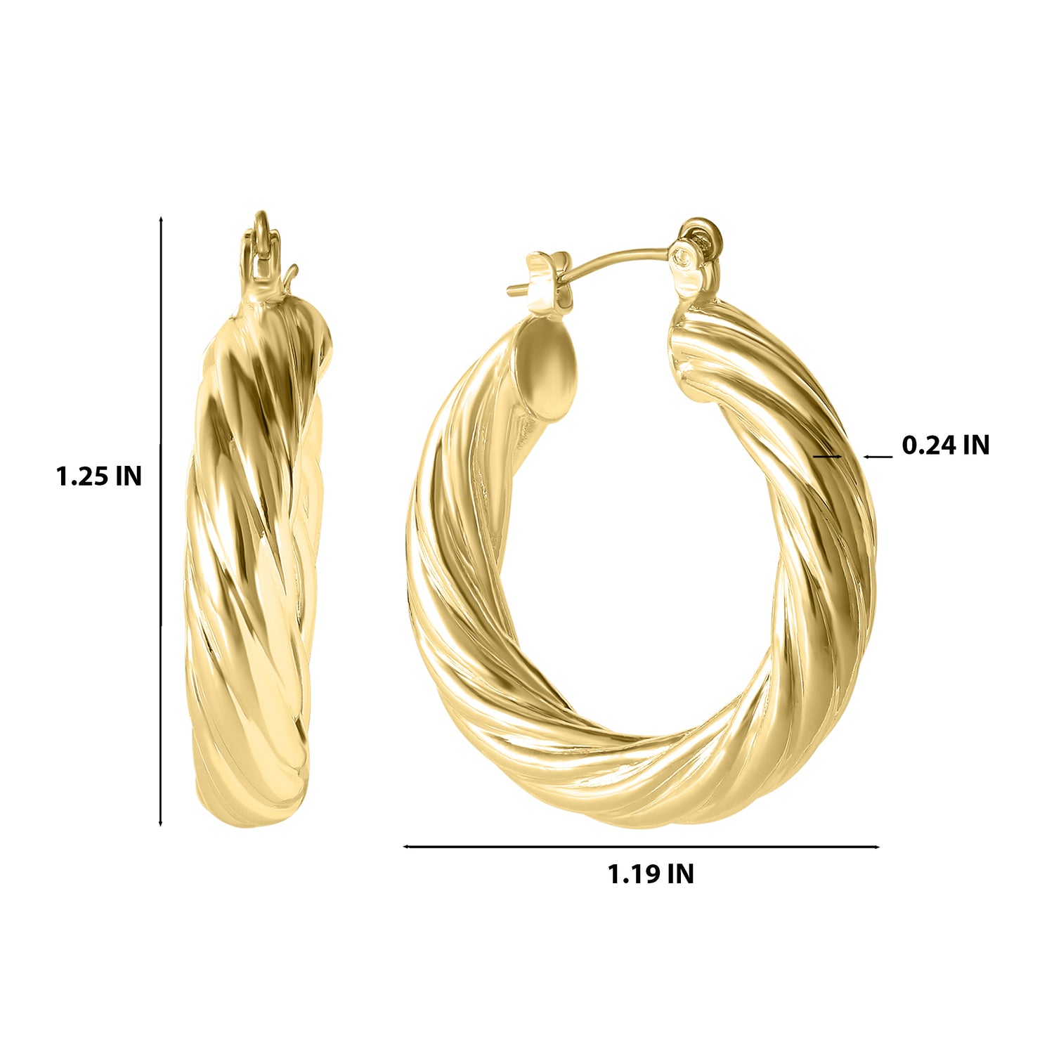 Jessica Simpson Womens Thick Twisted Hoop Earrings - Gold-Tone Small Hoop Earrings