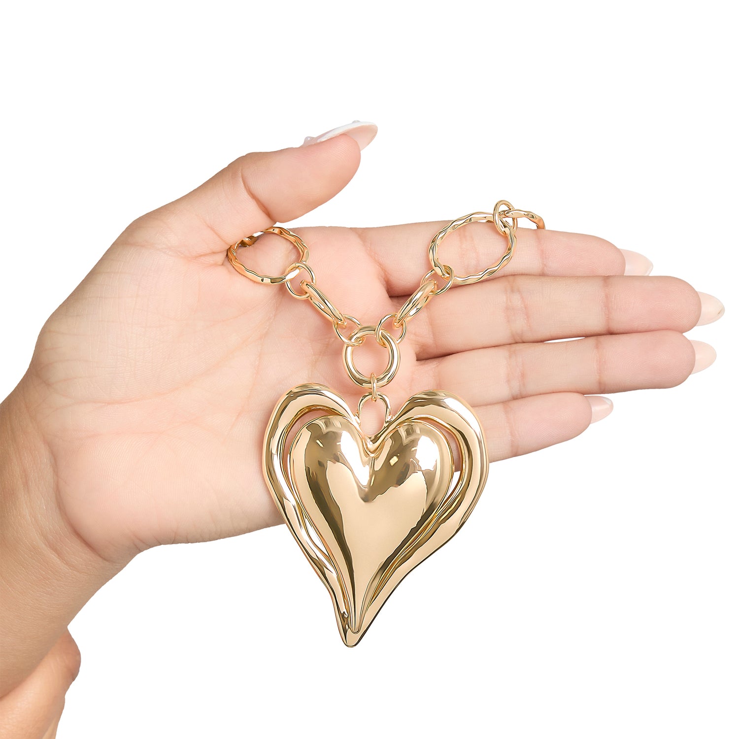 BCBGeneration Linked Chain Heart Pendant Necklace