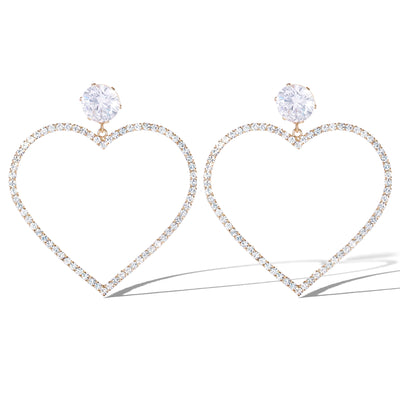 Jessica Simpson Crystal Heart Drop Earrings